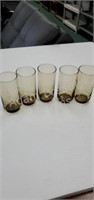 5 large brown glass drinking glasses