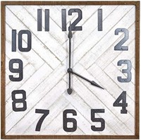 Creative Co-Op Square Stained Wood Wall Clock