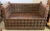 Rustic India Style Hall Bench with Storage