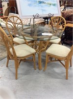 Rattan dining table with four chairs