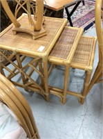 Three piece rattan nesting tables