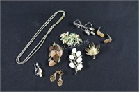 Costume Jewelry Brooches, Earrings, Necklace