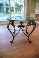 Wrought Iron, Glass Top Side / End Table