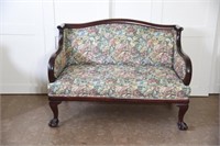 Floral Tapestry Scroll Arm Love Seat