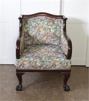 Floral Tapestry Scroll Arm Chair