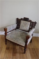 Floral Tapestry Eastlake Style Arm Chair