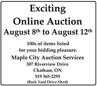 Exciting Online Auction Starts August 1 at 4pm.