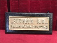 Brass Surgeon M.D. Name Plaque