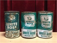 3 White Rose 1Qt Oil Cans - Empty