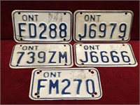 5 Ontario Motorcycle License Plates
