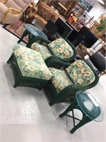 Green wicker patio set