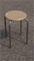 Small metal and wooden stool 18 inches tall