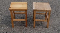 Pair of small wood tables needs refinishing 13 in