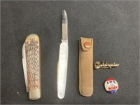 2 Pocket Knives and Political Pin