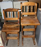 HIS AND HERS SOLID WOOD BAR STOOLS