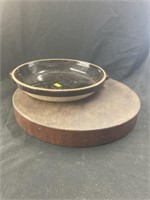 Wooden Cutting Board & Glazed Stoneware Pie Plate