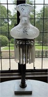 Antique Astral Lamp with Prisms Marble Base