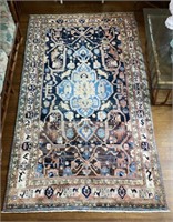 Large Vintage Oriental Carpet Rug With Animals