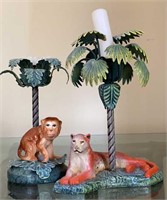 Jungle Theme Monkey & Lion Candlesticks