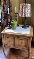A Pair of Mid Century Marble Top End Tables