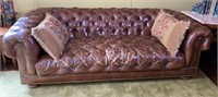 Leather Tuxedo Sofa with Bun Feet
