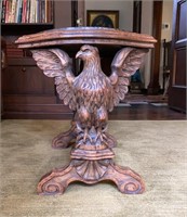 Oval Black Marble Top Carved Eagle Base Table