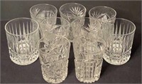 Seven Cut Glass and Two Crystal Tumblers