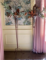 A Pair of Tripod Floral Stands w/Glass Inserts