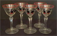 Five Mid Century Barware Cocktail Glasses