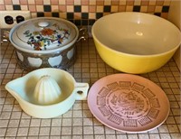 Mid Century Kitchen Lot with Juicer and 1958 Plate