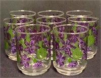 8 Vintage Violet Juice Glasses