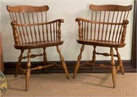 A Pair of Nichols & Stone Maple Arm Chairs