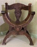 Oak Shell Carved Savonarola Chair