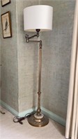 Brass and Marble Swing Arm Floor Lamp