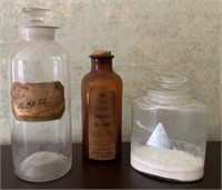 Three Antique Apothocary Jars