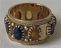14kt Gold Multi Colored Gemstone Ring Size 8