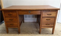 Vintage Oak 6 Drawer Secretary Desk