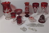 Red and clear glassware