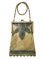 Fab Vintage Mandalian Enameled Gold Mesh Purse