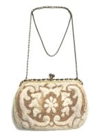 Antique Beaded Clutch Bag w/Paste Jewel Clasp