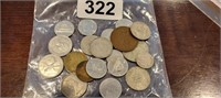 LOT OF FOREIGN COINS (SOME SILVER)