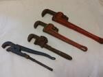 4 Vintage Pipe Wrenches - Craftsman & Ridgid