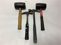 Lot of 4 Hammers & Rubber Mallets