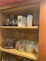 Cheeseball holders, assorted glass, tea cups