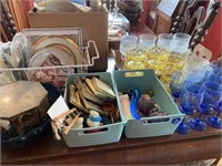 Assorted stemware, picture frames, collector