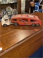 Vintage antique metal toy auto transport truck