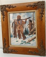 804 - FRAMED FUR TRADER WATERCOLOR ART