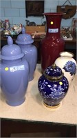 5 VARIOUS VASES & 3 GINGER JARS