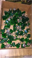 LARGE LOT VINTAGE GREEN GLASS KNOBS / PULLS