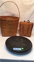 MARBLE LAZY SUSAN, 2 LONGABERGER BASKETS